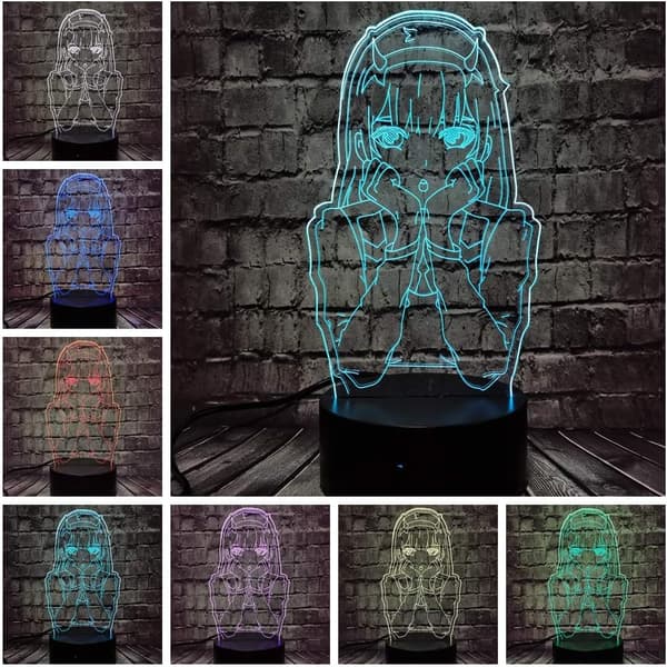 Zero Two 3D Illusion Anime Lamp Nattljus Leksak LED Nattljus