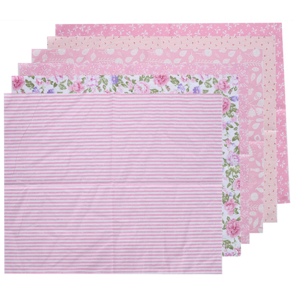 6 st bomullstyg twill trycktyg DIY handgjord lapptäcke sömnad hantverk 50x40cm (rosa (6 färger))
