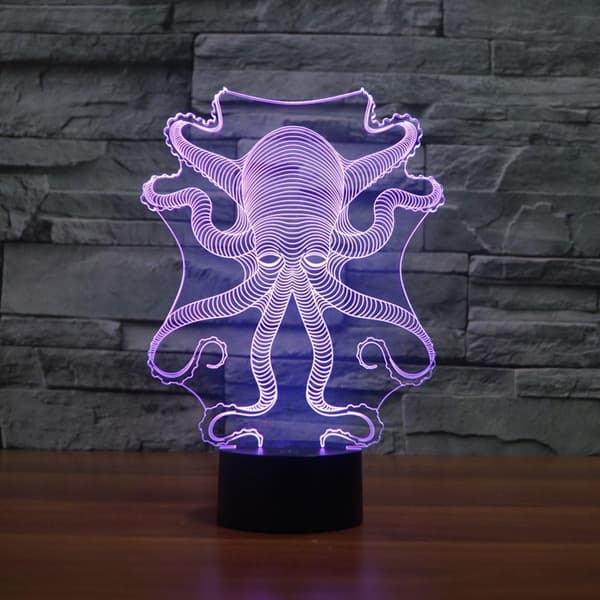 3D Octopus Nattlampa USB-driven Fjärrkontroll Touch Swit