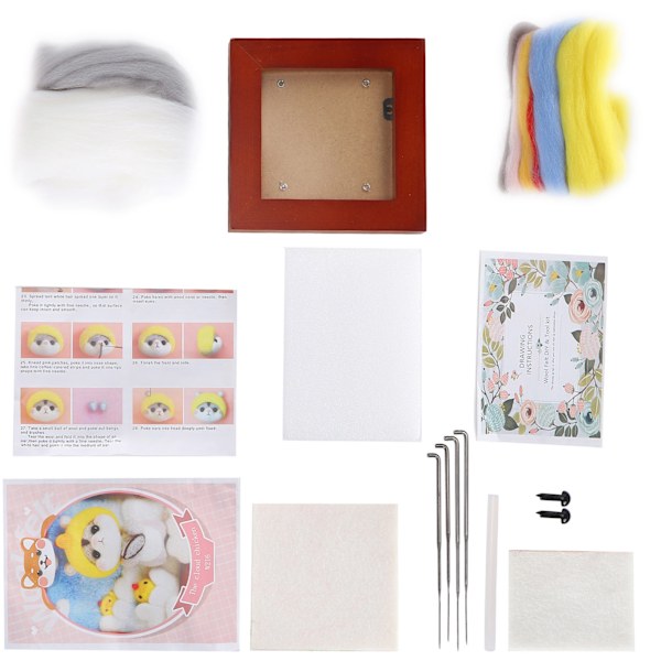 Nålfiltningskit Fotoram Ullfiltning Tillbehör Djur Plyschdocka DIY Material216# Moln Kyckling