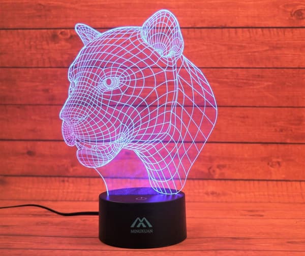 Leopard 3D Nattlampe 7 Farger LED Touch Bordlamper En