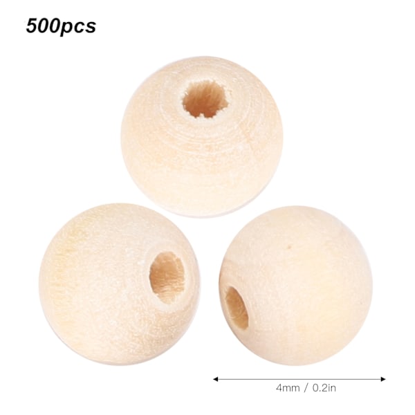 5 Pussia Puuhelmiä Pyöreä Käsityö DIY Keskeneräiset Käsityötarvikkeet 4mm/6mm/8mm/10mm 150Pcs 4mm