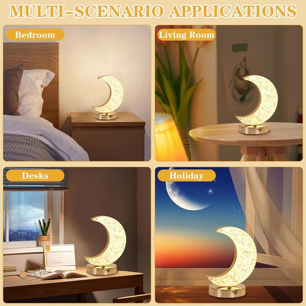 Sengelampe, Ambient Dekorationslys - Elegant Natlampe med Stjerne- og Månedesign for en Sofistikeret Stemning Moon