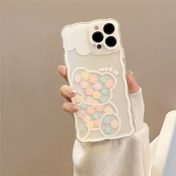 Kompatibel med iPhone 12mini Case Transparent Cute Floral