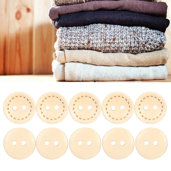 100 kpl puunapit pyöreä puun väri DIY lisävaruste ompelu 2-reikäinen nappi 1,5 cm