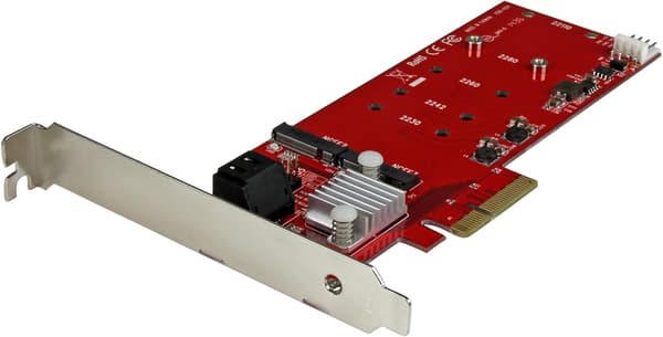 2x M.2 NGFF SSD RAID-styrenhetskort plus 2x SATA III-portar - PCIe - Två Slot PCI Express M.2 RAID-kort plus två SATA-portar (PEXM2SAT3422)
