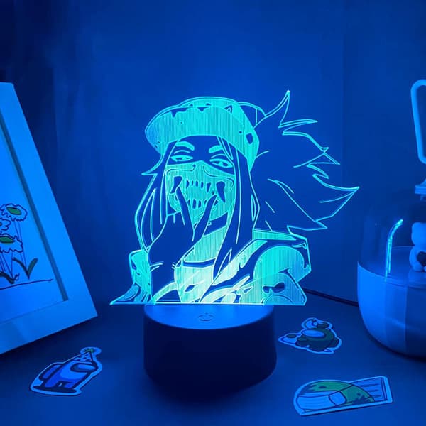 Spilfigur Akali Rogue Assassin Lamper 3D Led RGB Neon Nat