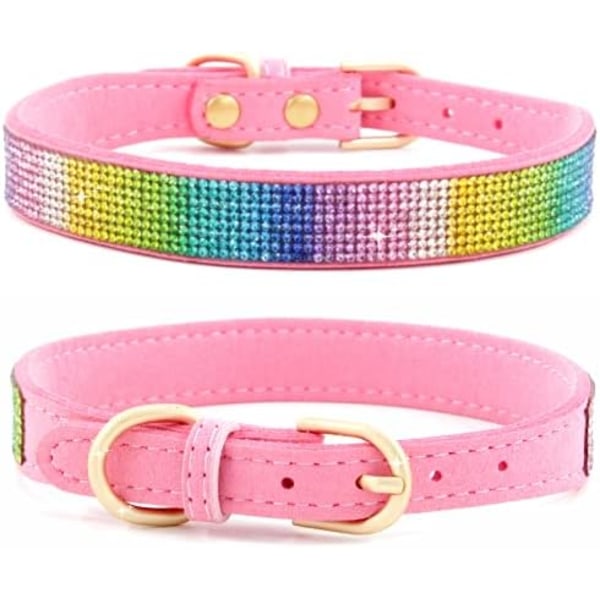 Rhinestone Hundehalsbånd, Sødt Blændende Funklende Blødt Ruskind Hunde Kat Rhinestone Halsbånd Krystal Diamant Kæledyr Hundehvalp Halsbånd (XXS, Pink-3) Pink XX-Small