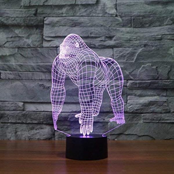 3D Abe Gorilla Natlampe Illusion Dyr LED Lamper