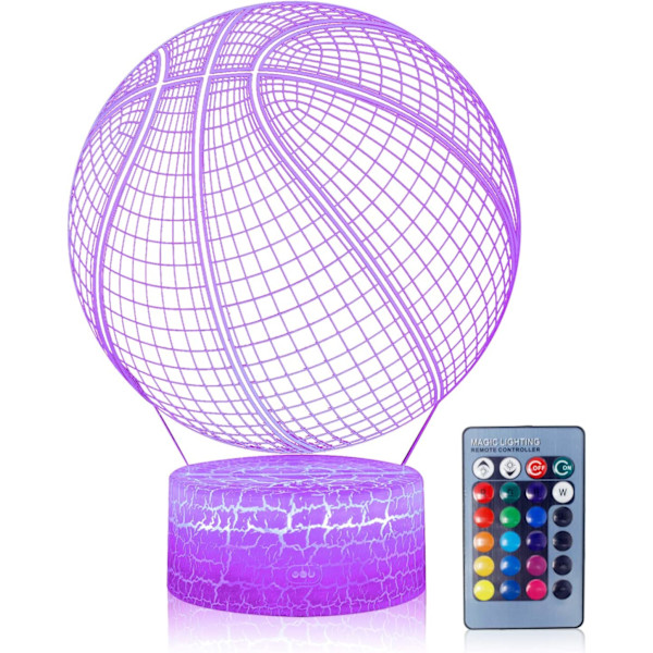 3D Illusion Basketboll Nattlampa, 16 Färgförändringar, Touch Whi