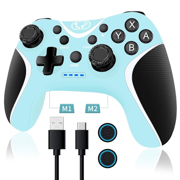 Trådløs Switch Pro-kontroller, Nintendo Switch-kontroller med programmerbar/vibrasjon/turbo-kompatibilitet med Nintendo Switch/Lite/OLED/Windows PC,S blue