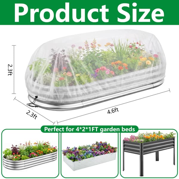Hævet seng solafdækning med snøre, hvid, til 4x2x1FT havebede, grøntsags-, blomsterbeskyttelse, have, baghave 2pcs