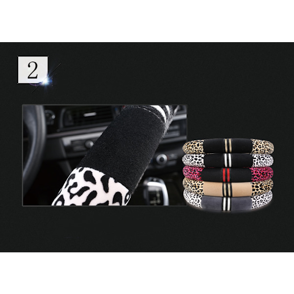 Lyxig leopardmönstrad fashionabel plysch bilrattskydd, universell passform, håller bilen varm