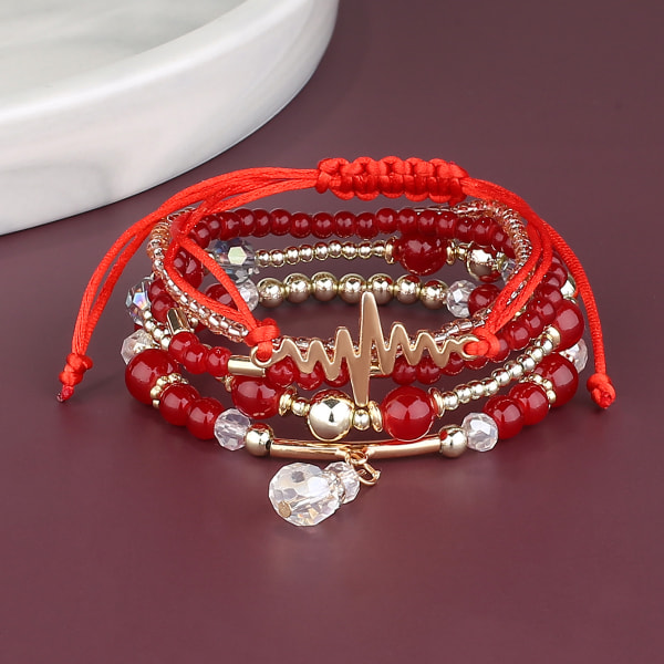 1PCS Bohemian Pärlor Armband Set för Kvinnor Flerskikts Stacka