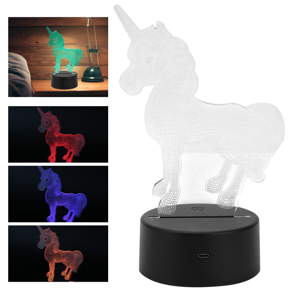 3D nattlampe berøringssensor USB batteri kreativ visuell belysning dekorasjon gave