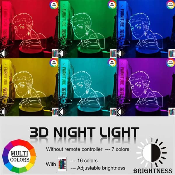 3D Illusjon LED Nattlys Tokyo Revengers Mitsuya Figur A
