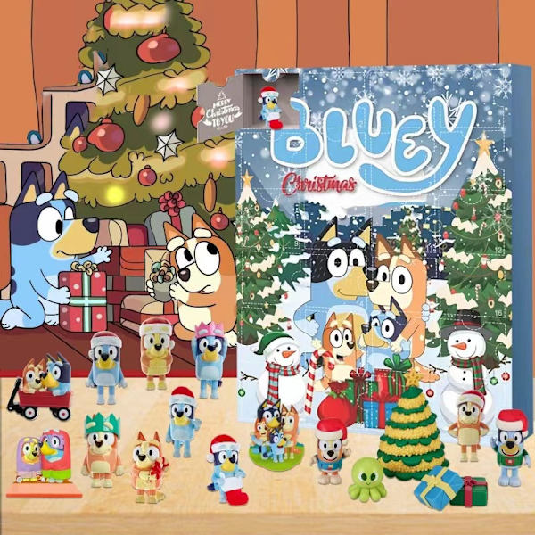 Bluey Hund Børnenes Julekalender 2024, 24 overraskende julegave blinde bokse, nytår og jule nedtælling, børnenes julegaver Type B