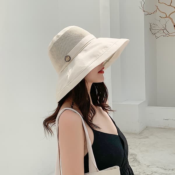 Dam solhatt i mesh, sommar UV-skydd, bred brätte, strand F C