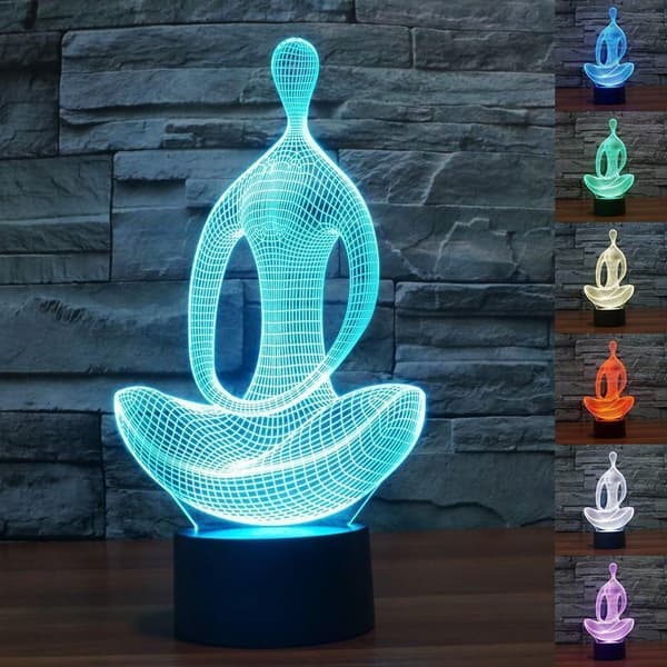 LED 3D Lampe, 3D Optisk Illusions Skrivebordslampe 7 Farveskift U