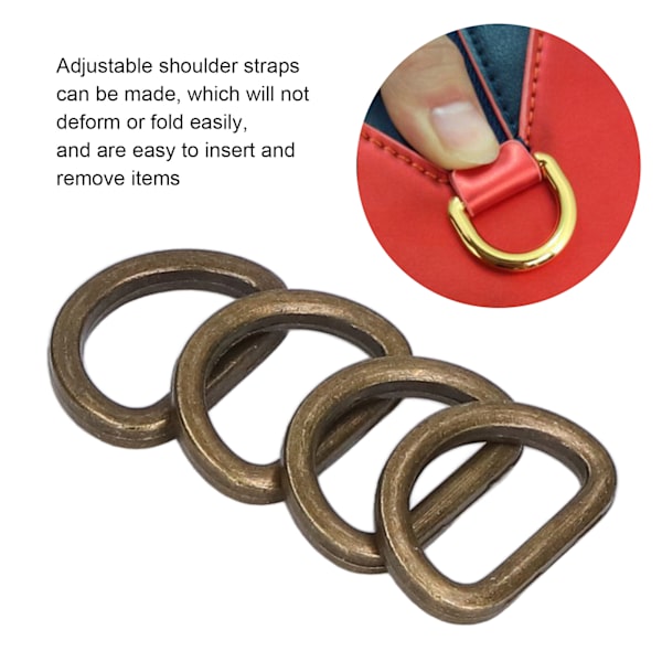 10 stk D-ringer - Pålitelige, holdbare, blanke, komfortable, små, kompakte, dekorative veskespenner for DIY-håndverk Bronze