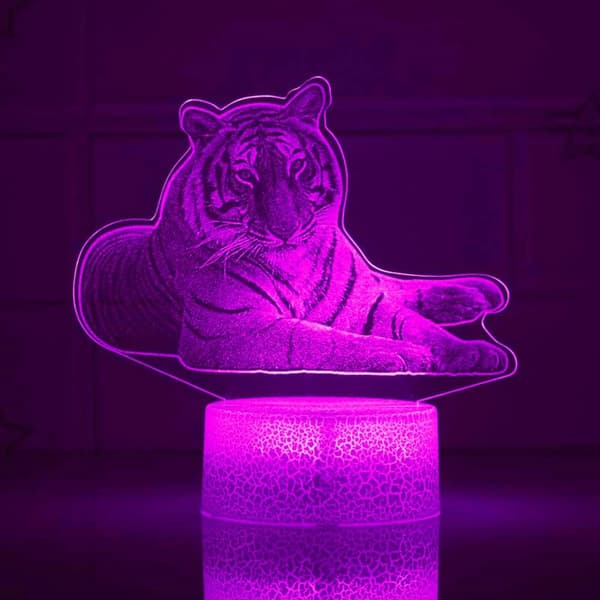 3D Løve Tiger Natlampe LED Touch Switch Dekor Bordlampe