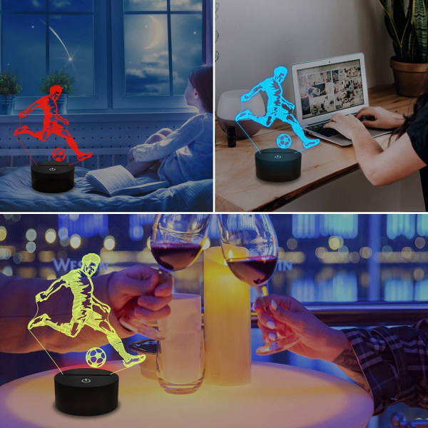 Fodbold Natlys, 3D Optisk Illusion Lampe til Fodboldfan