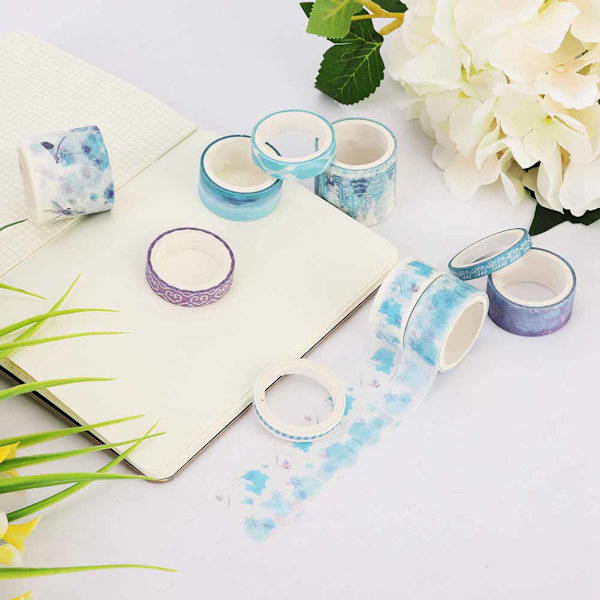 10 stk Washi Material Tape Dekorasjon Kawaii Sticky Stylish Tape (Vind Rundt Fjell)