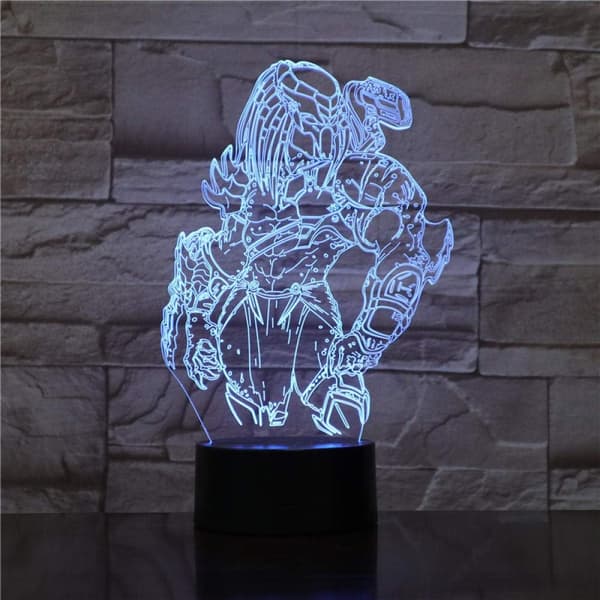 3D Illusion Natlampe Skrivebordslampe Predator 3D Lampe LED Nat