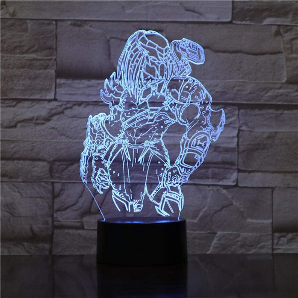 3D Illusjon Nattlys Bordlampe Predator 3D Lampe LED Natt