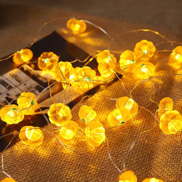 2M 10 LED Oransje Gresskarlys Batteridrevet