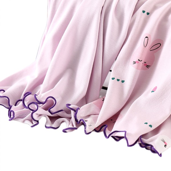Sovklänning i bomull för barn, mjuk hemsommar, XL (lila kanin)