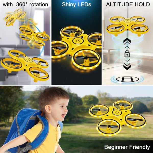 Lasten minidrone, eleohjattu drone, Surppannyc-manuaalidrone antureilla, lasten sisädrone, pieni RC-nelikopter
