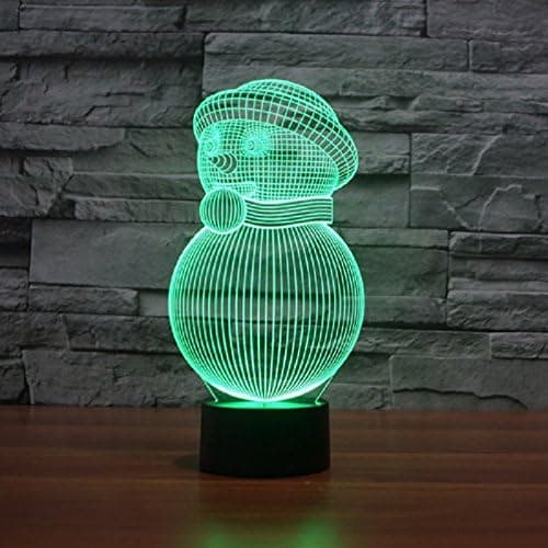 3D Illusion Snemand Natlampe 7 Farveskift LED Bordlampe