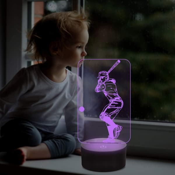 Baseball Natlampe, 3D Lampe 7 Farver Skifter med Smart Touch