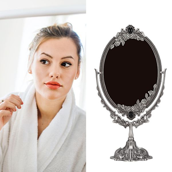Vintage-tyyliin tehty meikkipöytäpeili, kaksisuuntainen, kestävä sinkkiseospöytäpeili kylpyhuoneeseen Large