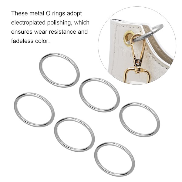 50 stk. metalringe i holdbart og robust jern, multifunktionelle, blanke, lyse farver, metal O-ringe til DIY-projekter 32x3mm sølv