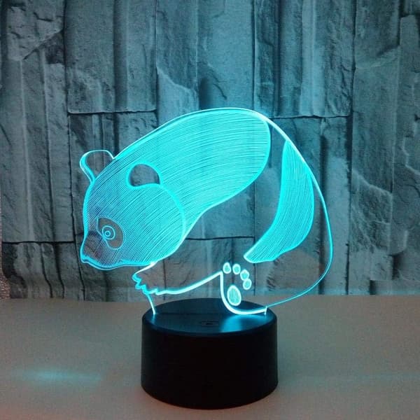 3D Illusion Lampe LED Panda Natlampe Dyrelegetøj 7 Farver C