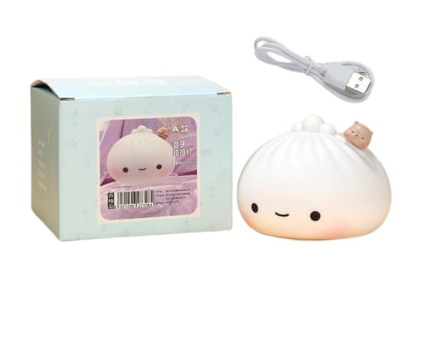 Söt Dumpling-lampa USB-uppladdningsbar silikon Squishy Light