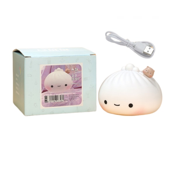 Søt Dumpling Lampe USB Oppladbar Silikon Squishy Lys