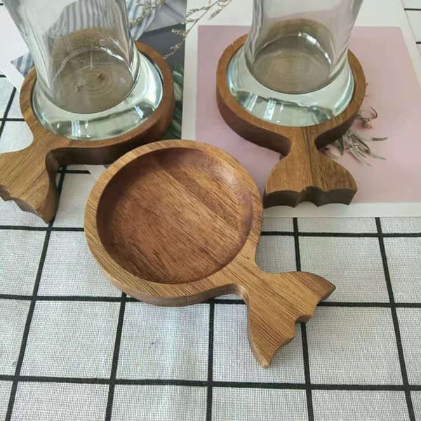 1 stk. Hjem Træ Coaster Retro Lille Plade Multifunktion Hav