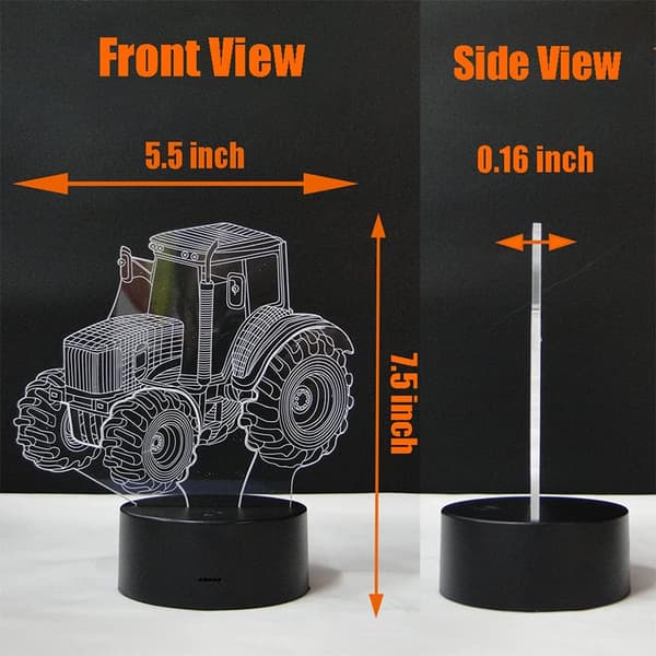 Traktor Nattlys 3D Illusjon LED Lampe Bursdagsgave Festiv