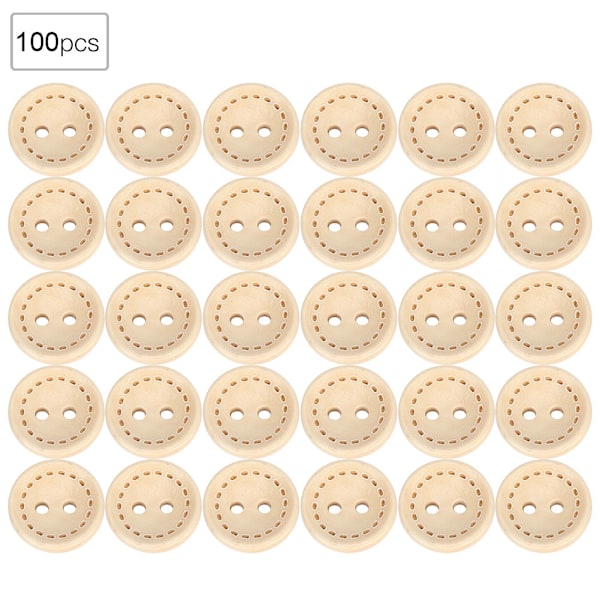100 kpl puunapit pyöreä puun väri DIY lisävaruste ompelu 2-reikäinen nappi 1,5 cm
