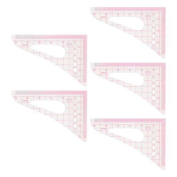 5 st triangulär kurvlinjal transparent hög precision multifunktion mönster sömnadslinjaler set för nybörjare skräddare