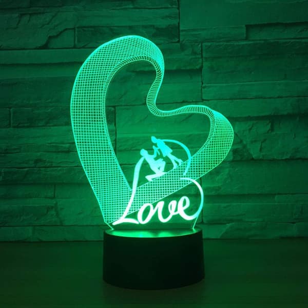 3D Kreativ Hjerteformet Natlampe Touch Bord Skrivebord Optisk