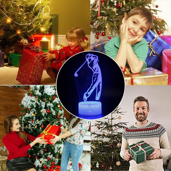 3D Illusion Golf Natlampe 16 Farveskift Touch Whit
