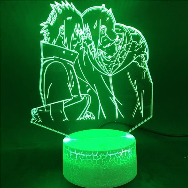 Naruto Kakashi Uchiha Sasuke 3D Illusions nattlampe Smart Touch, RGB-effekt USB-kabeldrevet Kreativ 3D Japansk Anime Lampe