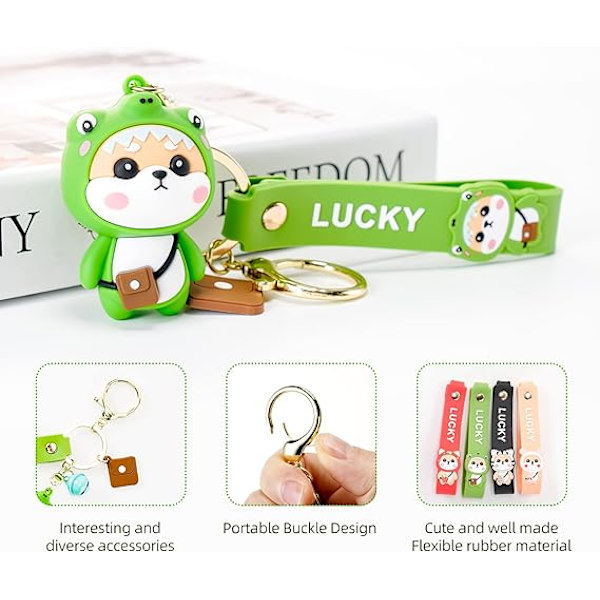 Sööt Keychain Kawaii Anime Avaimenperät Lapsille Reppujen Ripustuskorut Avaimenperä Tarvike Ystävän Lahja Naisille Tytölle Green Dinosaur