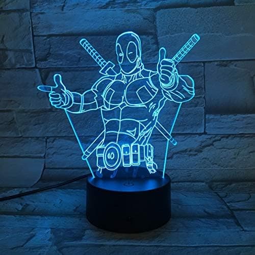 3D Bordlampe Akryl Deadpool Natlampe 7 Farver Misfarvning