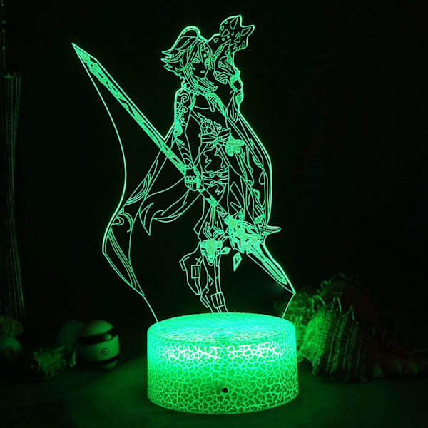Nattlampor Keqing Figur Anime Spel 3D LED Bordlampa för Sovrumsdekoration Led Ljus