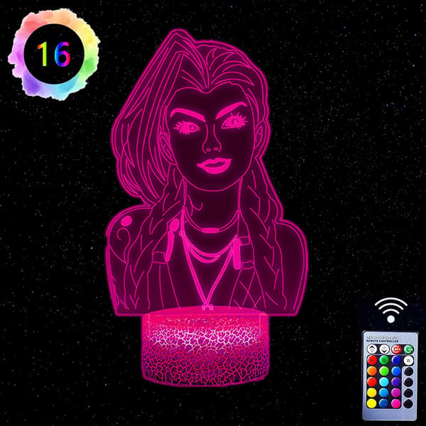 3D Farveful Visuel Bord Anime Lampe Mode Legetøj Jinx Arcane Model LED Natlys